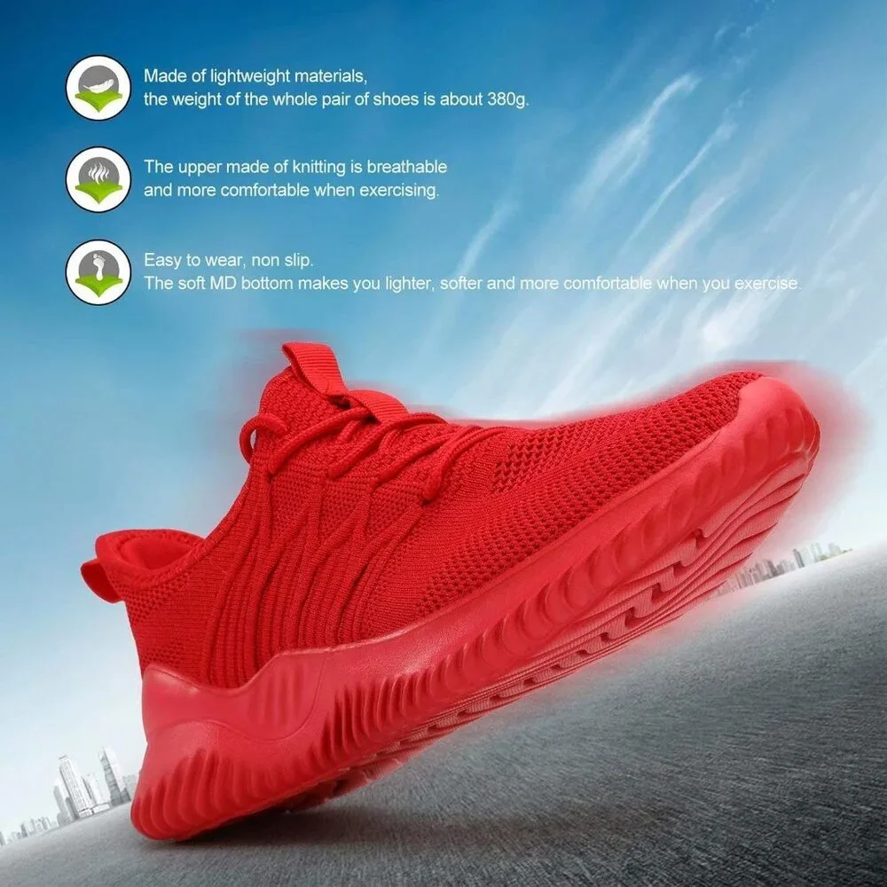 👉 Men's Sneakers Red Walking Classic Sports Athletic Running Casual Shoes - Picture 2 of 7